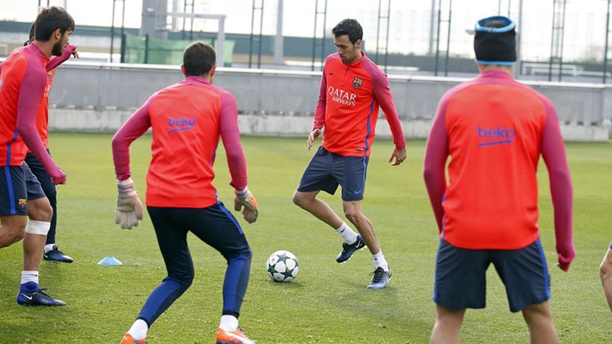 Imagen del entrenamiento del Barça