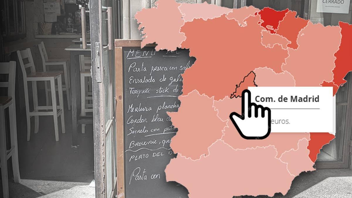 Mapa del precio del menú en España