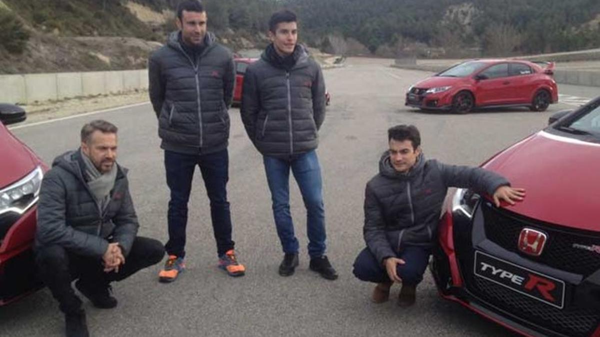 Monteiro, Bou, Márquez y Pedrosa con el Honda Type R en el Circuit de Parcmotor en Castellolí