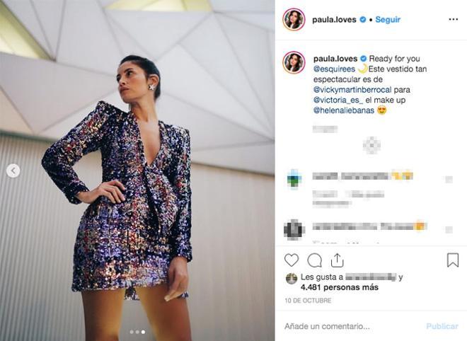 Paula Moya con vestido de lentejuelas de Victoria