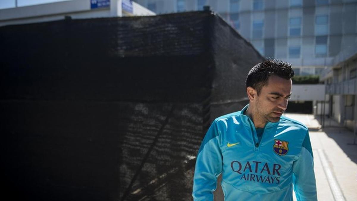 Xavi, en la ciudad deportiva del Barça.