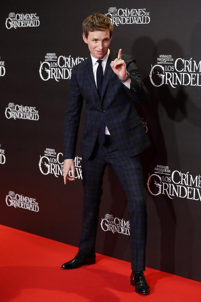 Eddie Redmayne con traje de Gucci en Madrid