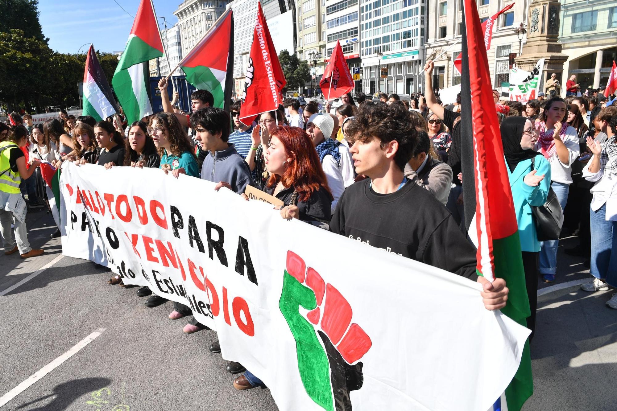 Manifestación en la jornada de huelga por Gaza en A Coruña