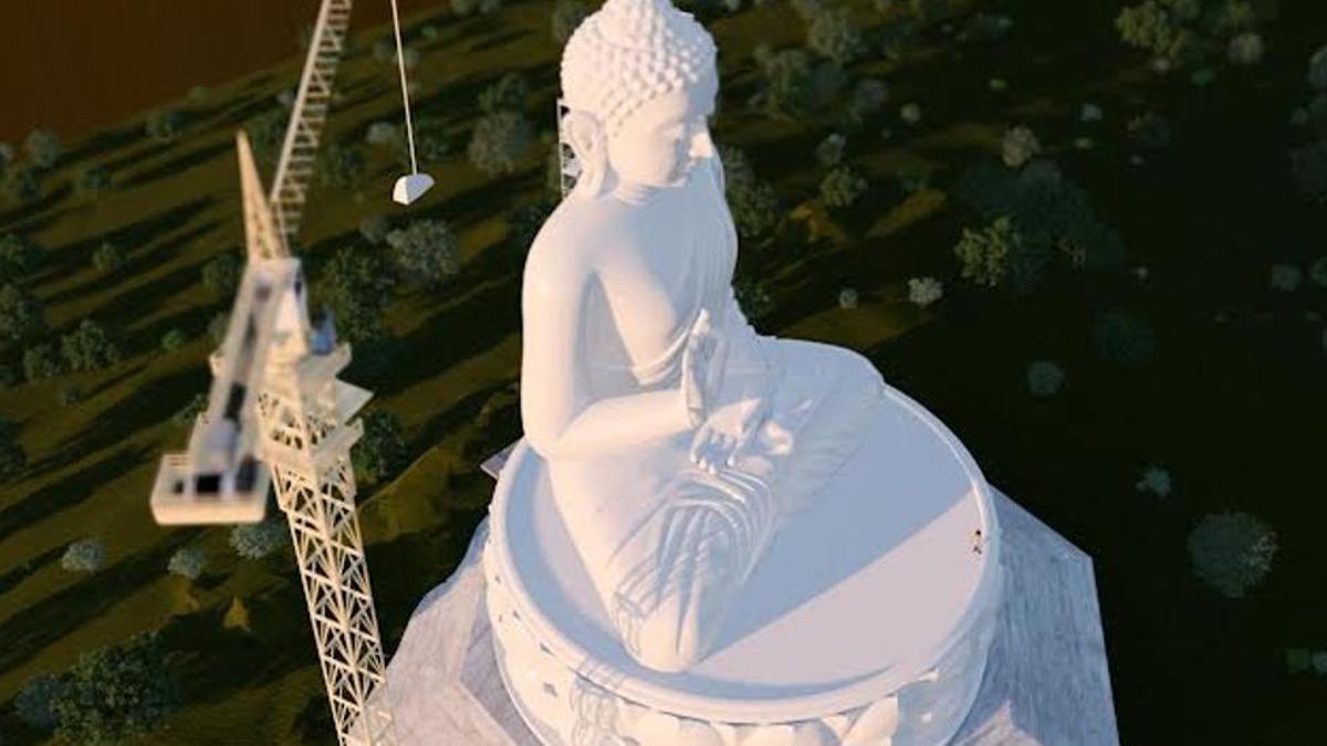 Infografía de la construcción de la que será la estatua de Buda más grande de Occidente.