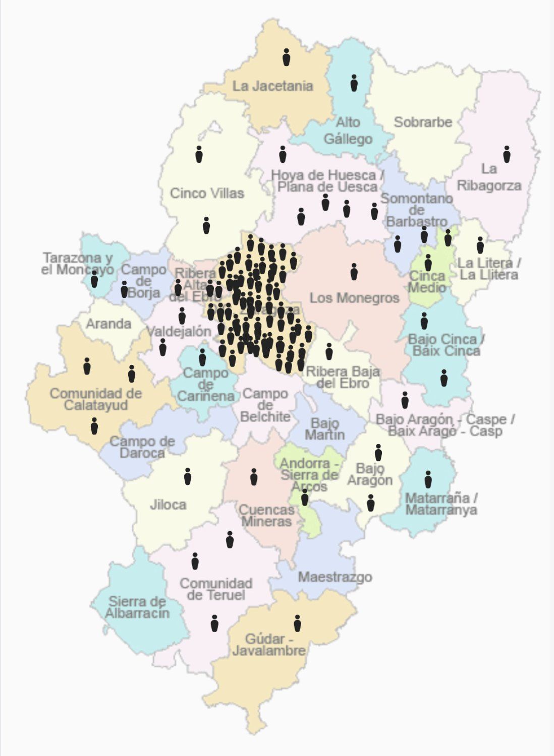 Población en Aragón ¿Cómo sería el mapa demográfico de Aragón si