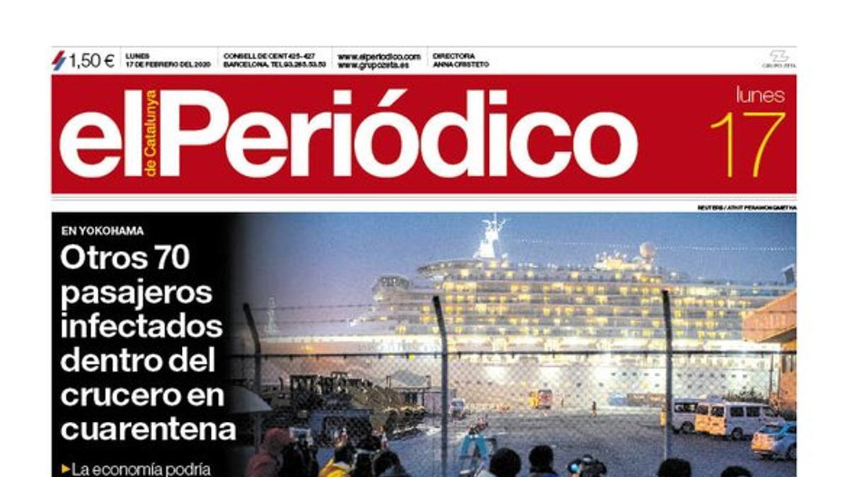 La portada de EL PERIÓDICO del 17 de febrero del 2020.