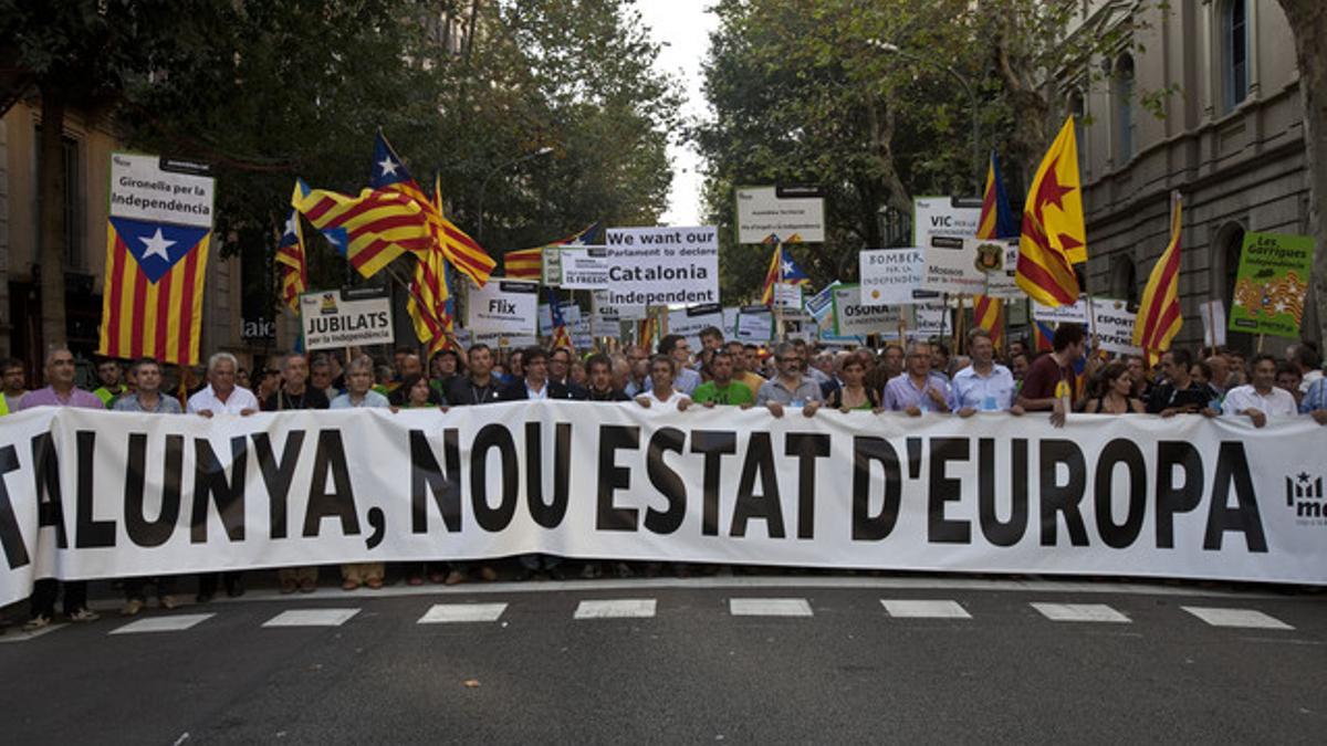 Pancarta con el lema de la manifestación de la Diada.