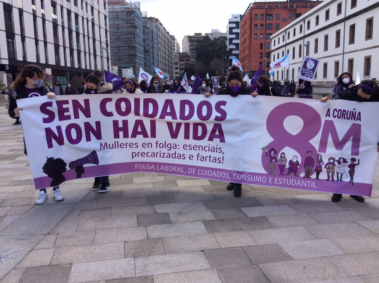 Manifestación convocada por el colectivo feminista Galegas 8M en A Coruña