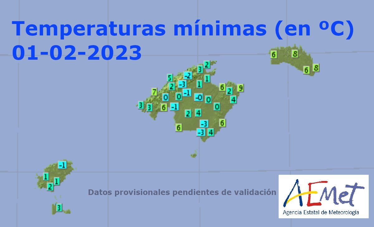 Mapa De Las Temperaturas Mínimas.