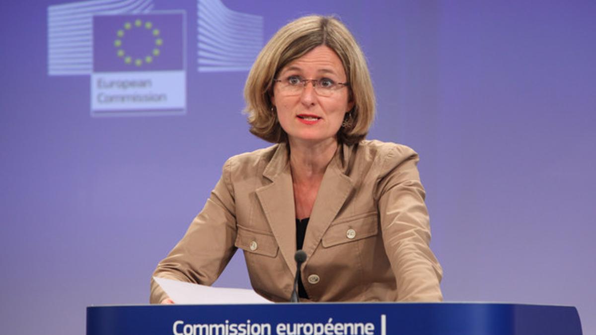 La portavoz de la Comisión Europea Pia Ahrenkilde, en septiembre pasado.