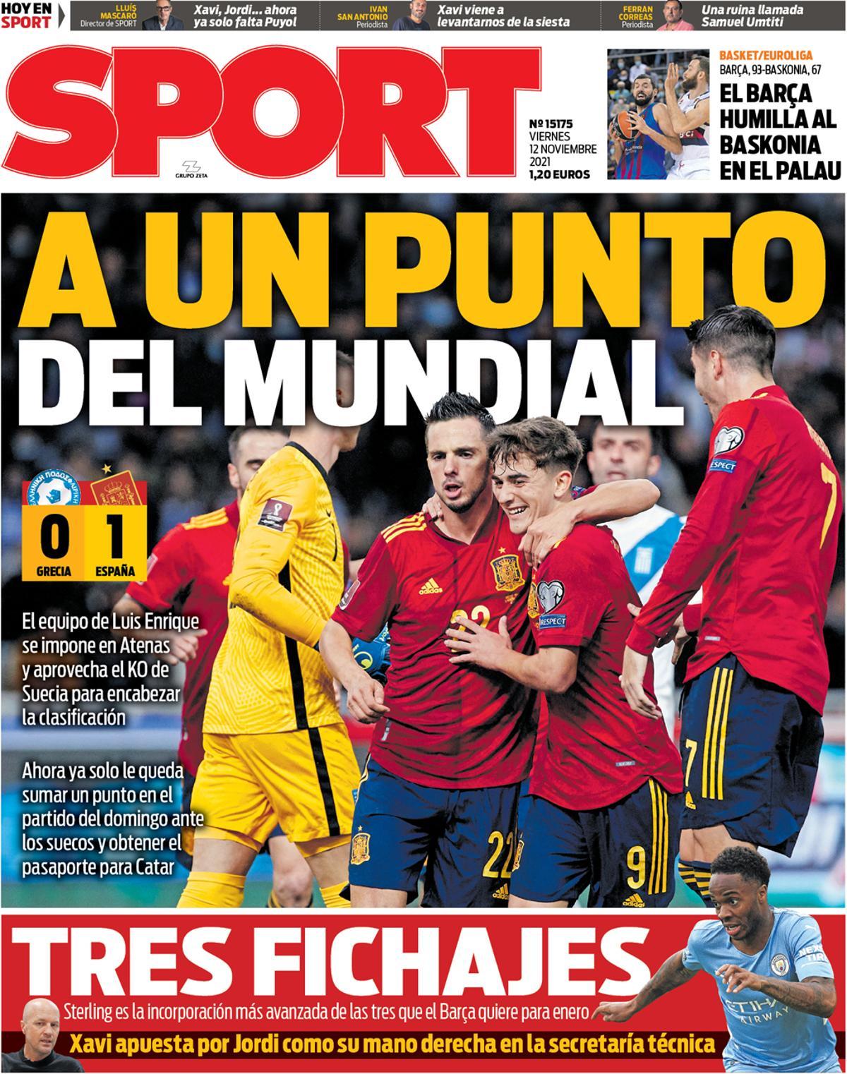 Esta es la portada del SPORT