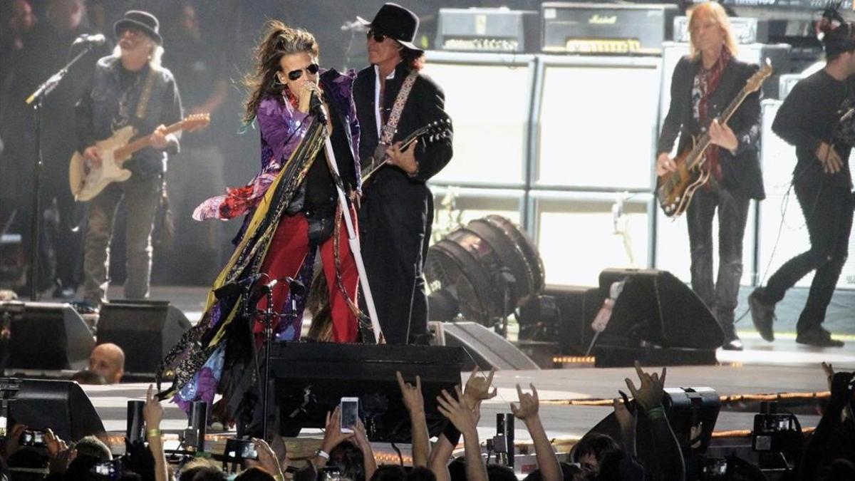 Aerosmith, durante el concierto del auditorio Miguel Ríos de Rivas-Vaciamadrid.