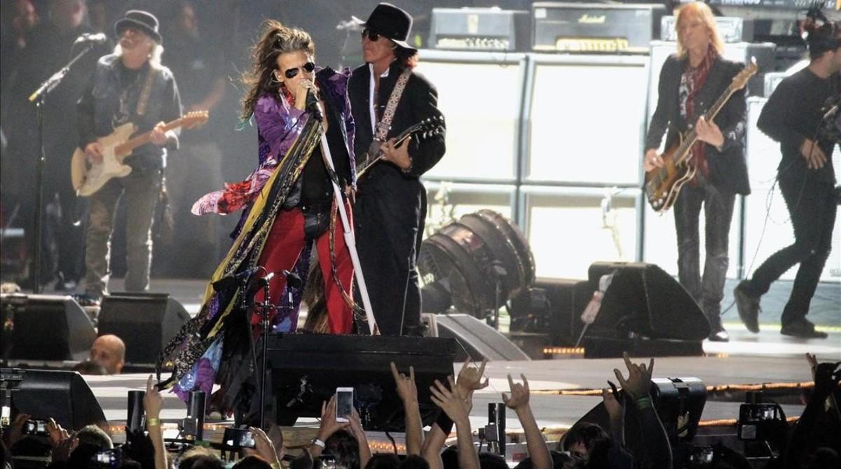Aerosmith, durante el concierto del auditorio Miguel Ríos de Rivas-Vaciamadrid.