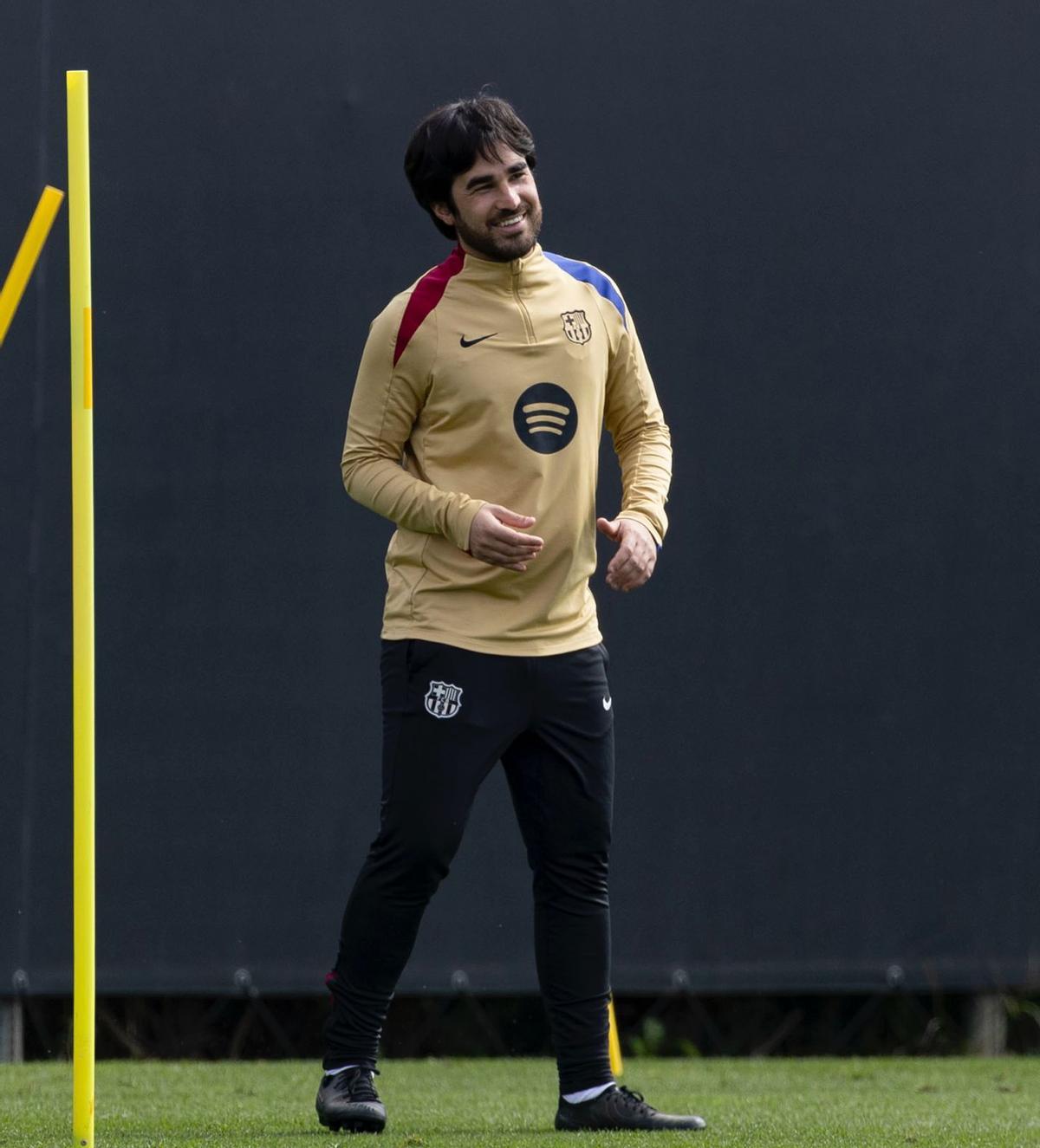 Pere Romeu en el entrenamiento previo al Wolfsburgo
