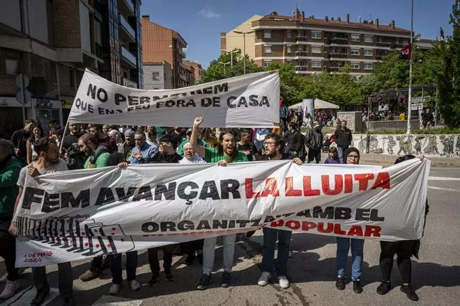 La manifestació de l'1 de maig a Manresa, en imatges