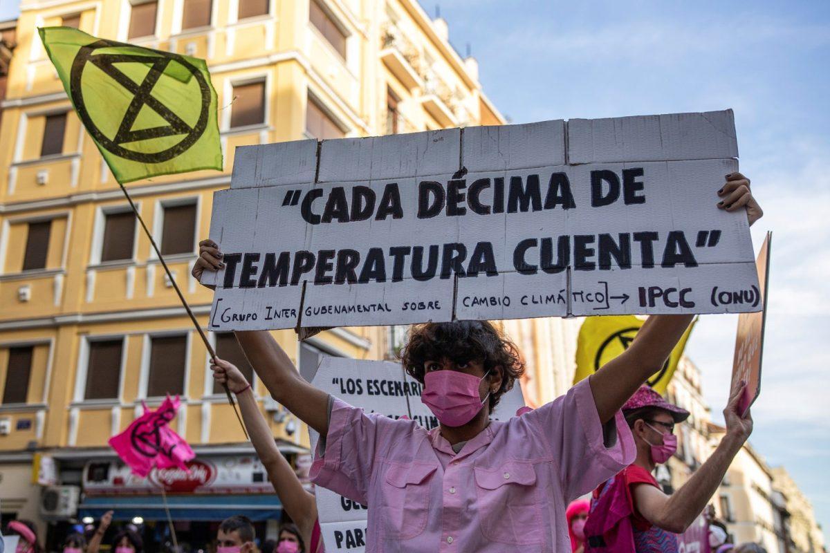 Integrantes del grupo ecologista 'Extinction Rebellion' en una protesta en Madrid.