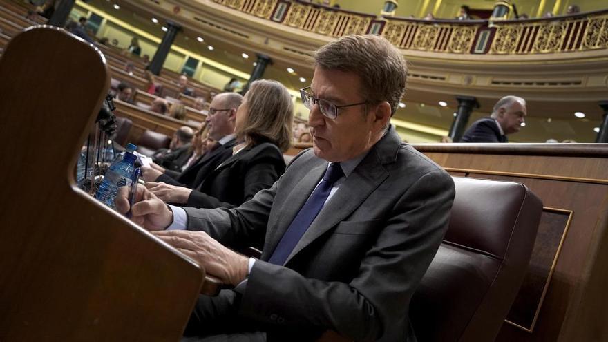 Alberto Núñez Feijóo, el miércoles pasado, durante la sesión de control al Gobierno en el Congreso.