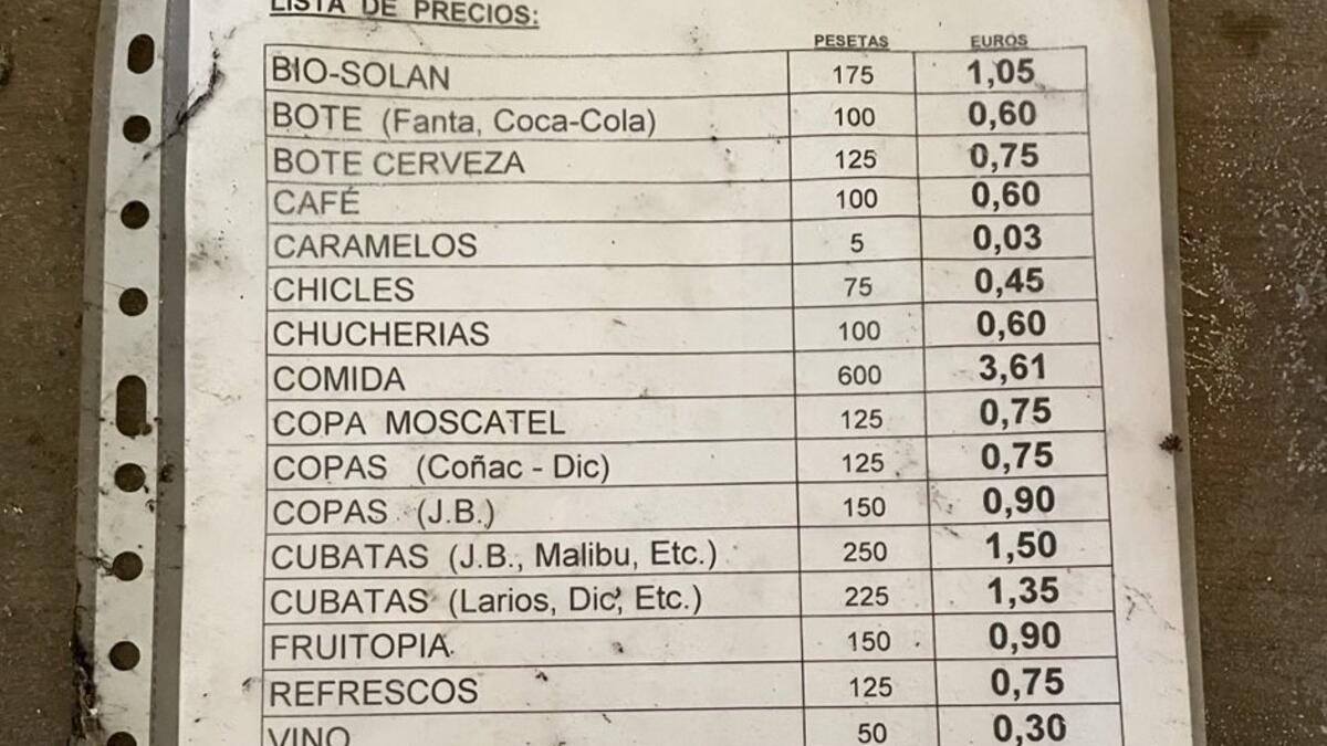El menú viral que muestra los precios de hace años