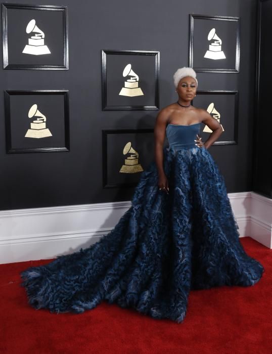 Posado de Cynthia Erivo en el 'photocall' de los premios Grammy.