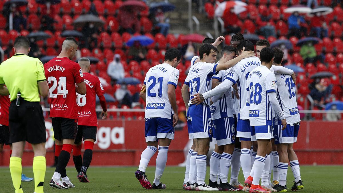 Los jugadores zaragocistas celebran el gol de Zanimacchia en la primera parte.