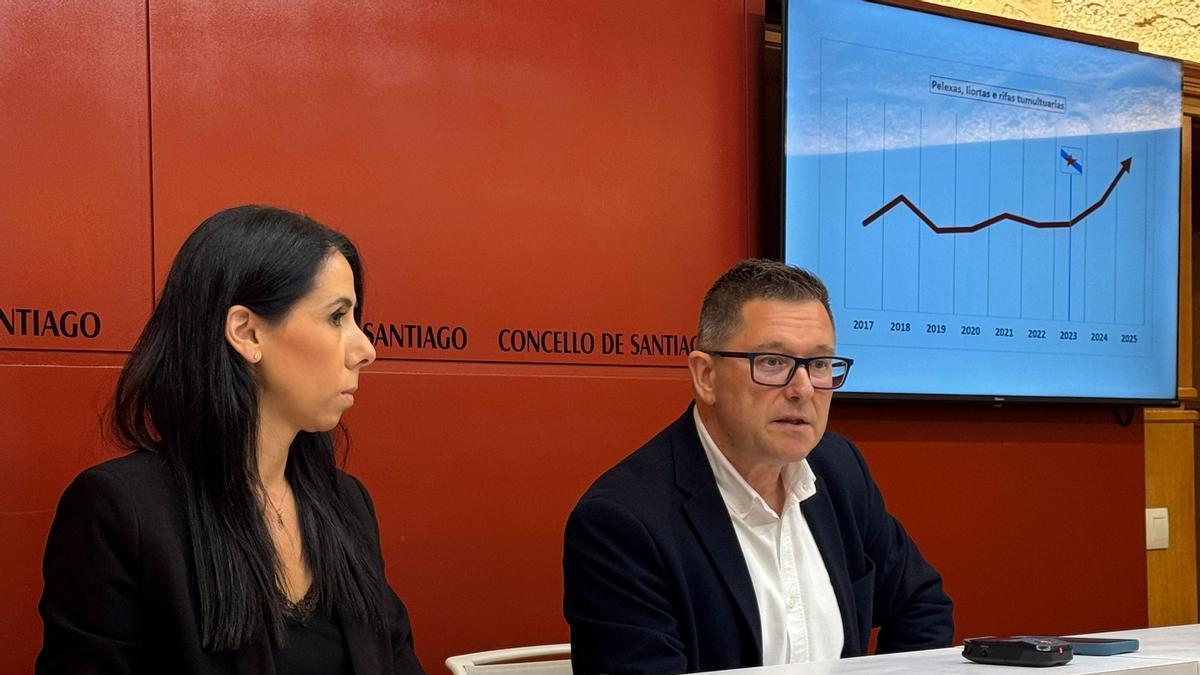 Olaya Otero e José Ramón de la Fuente denunciraon o incremento da inseguridade en Santiago