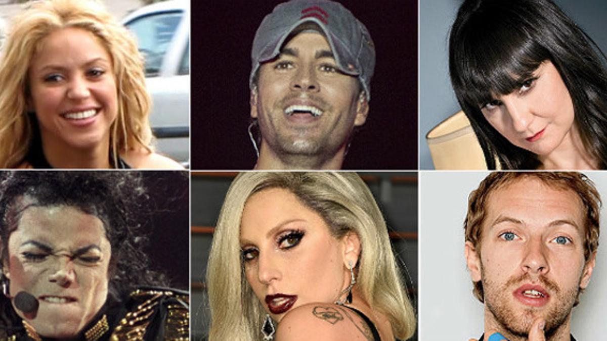 Shakira, Enrique Iglesias, Amaral, Michael Jackson, Lady Gaga y el líder de Coldplay, entre los que han sido señalados como copiones.