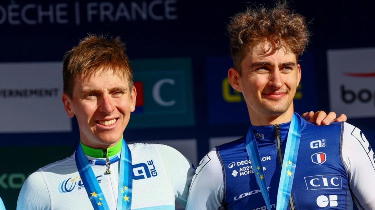 Pogacar y Seixas, en el podio del Campeonato Europeo de Ciclismo