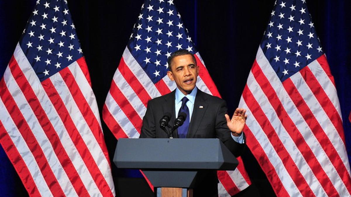 El presidente de EEUU, Barack Obama, durante su intervención en la reunión del Comite Nacional Demócrata, el miércoles, en Washington.
