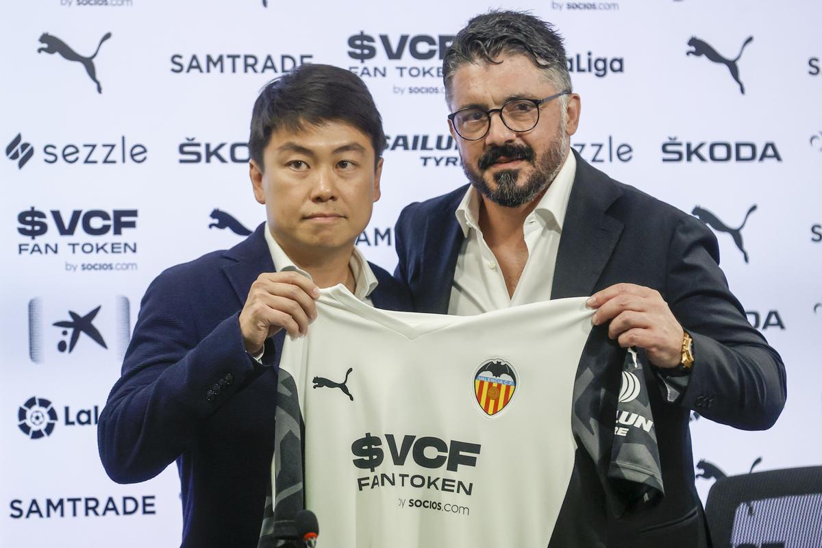 El nuevo entrenador del Valencia, Gennaro Gattuso, durante su presentación.