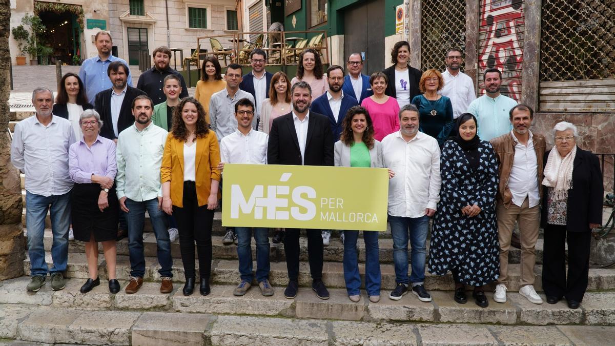 Los candidatos de Més per Mallorca, esta mañana en Palma.