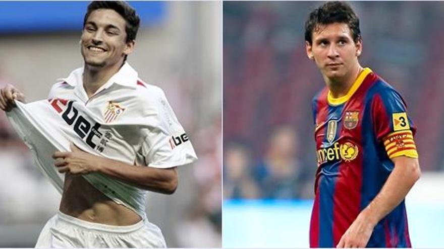 Jesús Navas y Lionel Messi