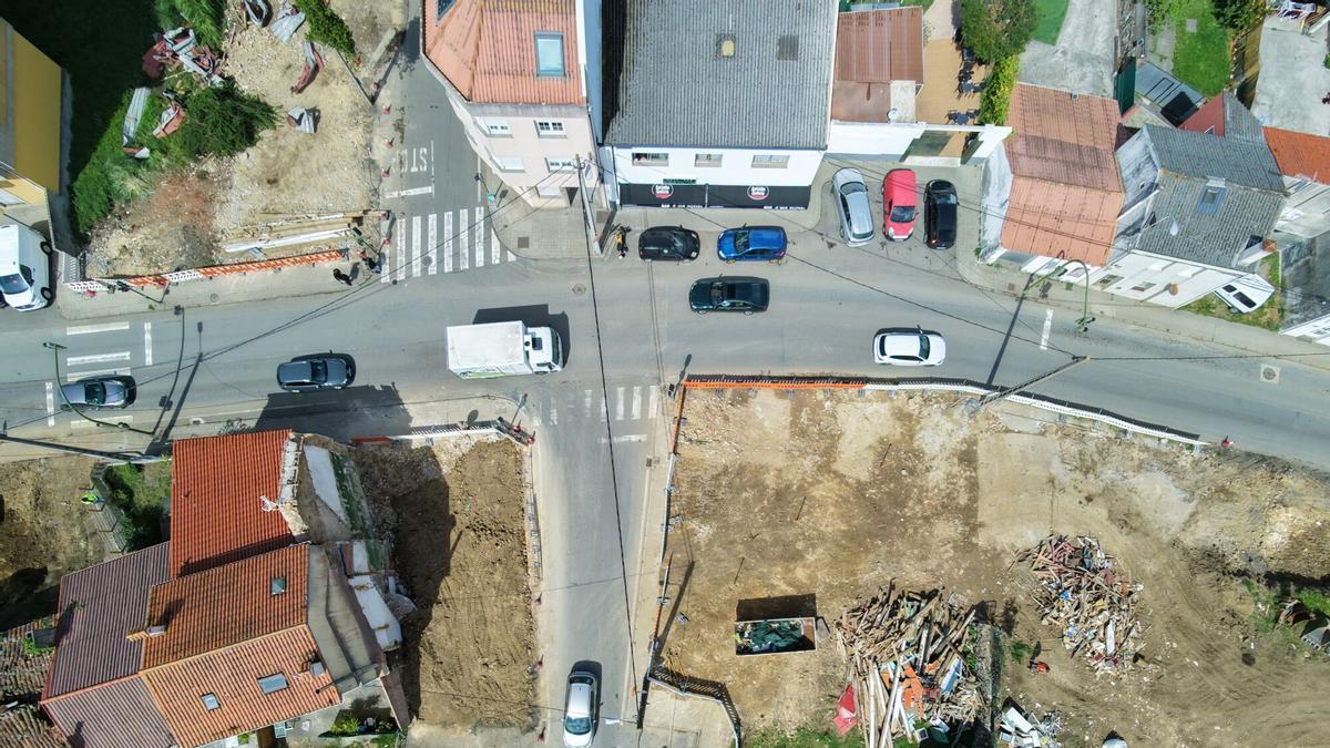 El cruce de Morás tras las demoliciones de los inmuebles