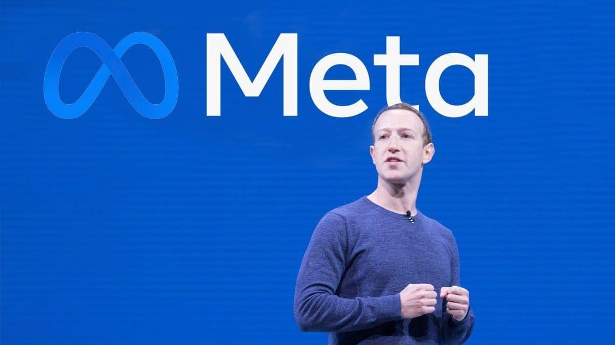 Mark Zuckerberg davant el logotip de Meta