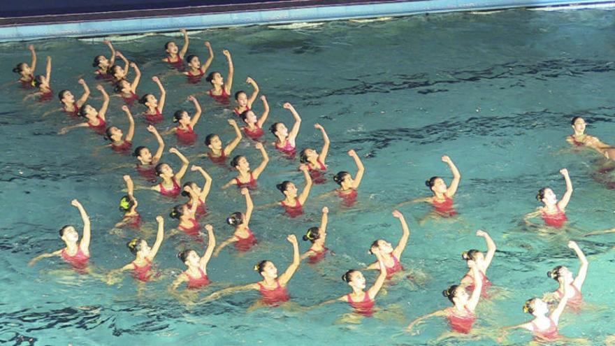 El equipo norcoreano de natación sincronizada.
