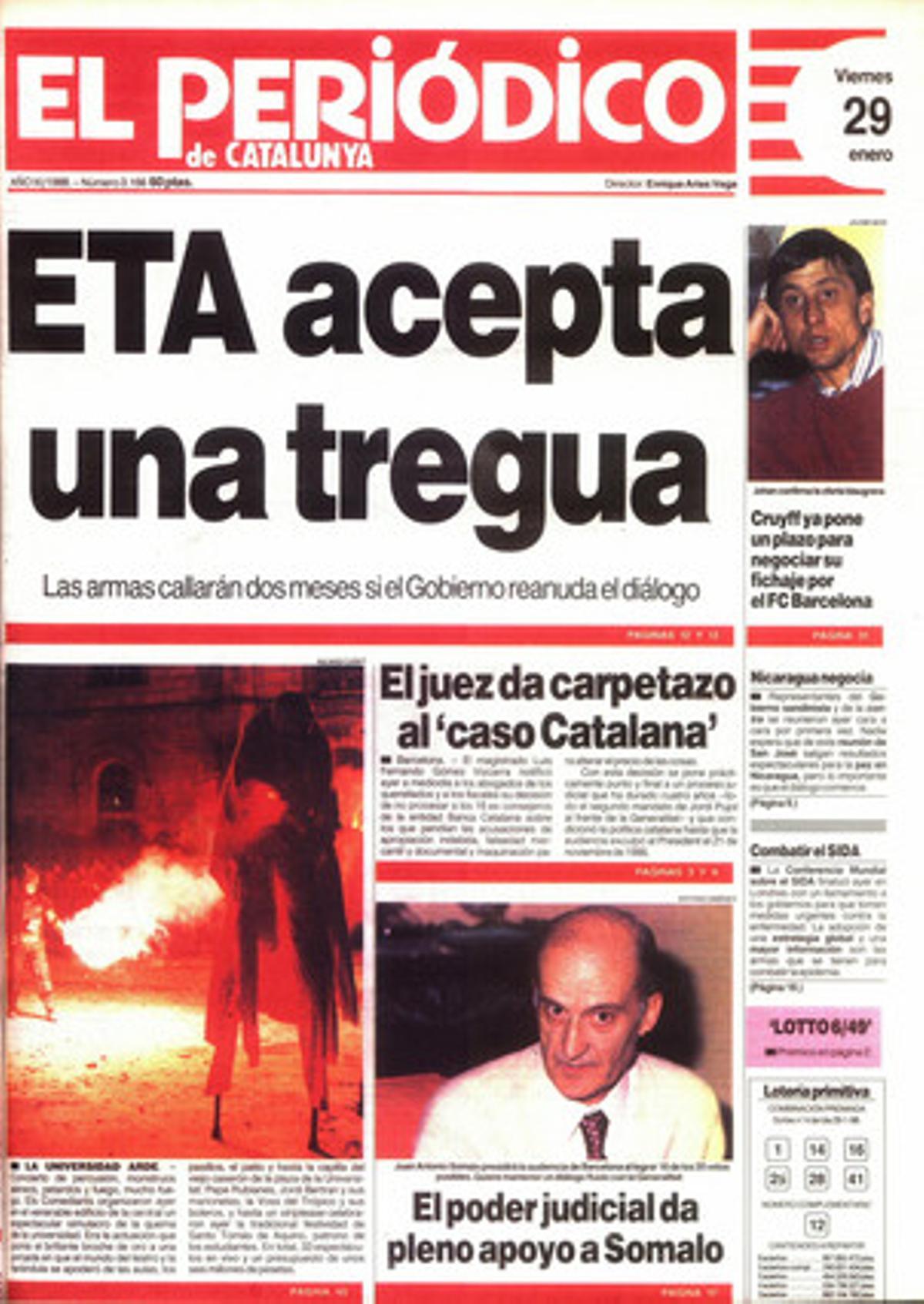 ETA accepta una treva amb el Govern. 29/1/1988
