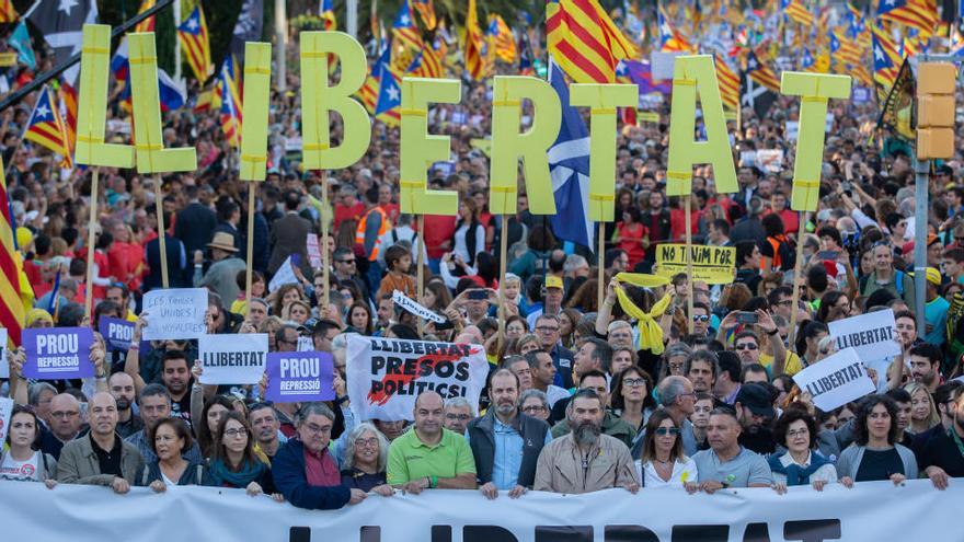 Manifestación en 2019 por la libertad de los presos catalanes.