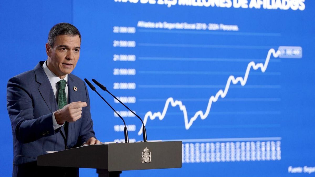 Pedro Sánchez, durante su última comparecencia ante la prensa, en La Moncloa.