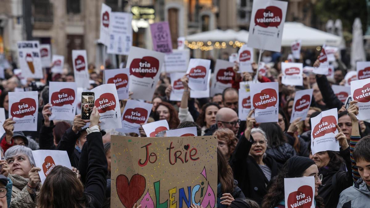 Imagen de archivo de una de las últimas manifestaciones a favor de la enseñanza en valenciano.