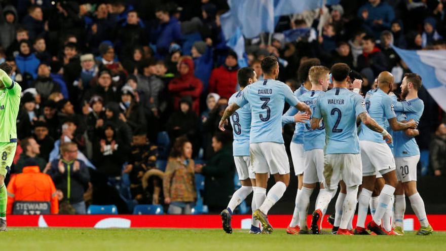 Els jugadors del Manchester City celebren un gol