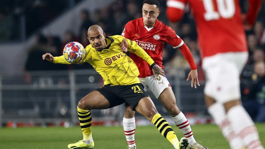 Resumen, goles y highlights del PSV 1 - 1 Borussia Dortmund de la ida de los octavos de final de la Champions