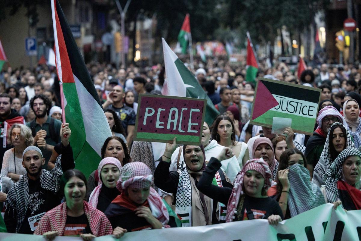 Manifestación por Palestina, este miércoles en Barcelona.