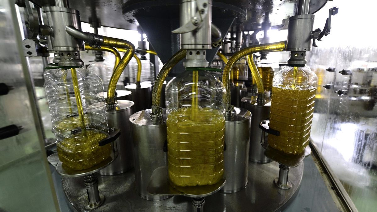 Envasado de aceite en una industria.