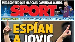 Portada de SPORT del 15 de Marzo del 2019