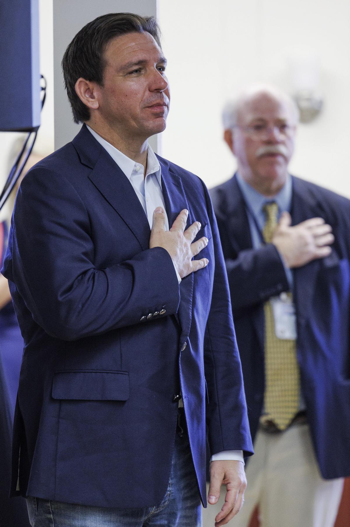 Republican presidential candidate and Florida Governor Ron DeSantis campaigns in New Hampshire