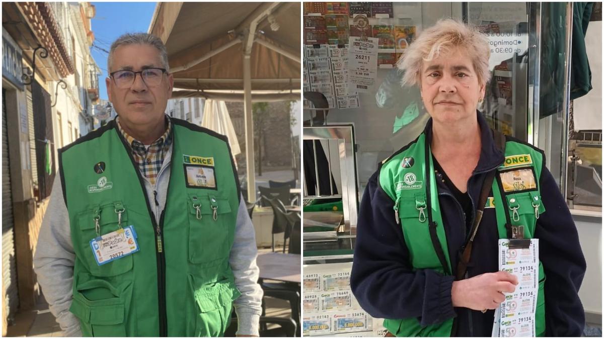 Antonio Pedrosa (i) repartió el Sueldazo en Iznájar y Rosa del Olmo (d) vendió los cupones en la capital.