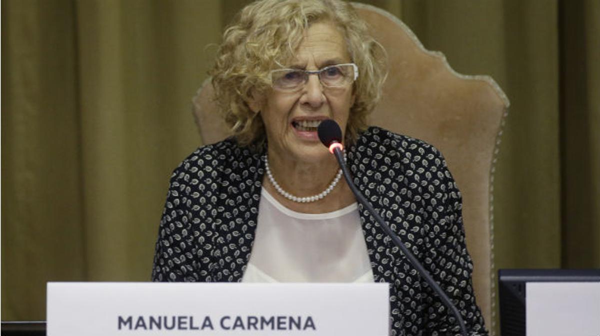 Manuela Carmena, durant la seva intervenció al Vaticà.