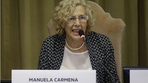 Manuela Carmena, durant la seva intervenció al Vaticà.