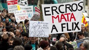 L’alcalde de Flix, Marc Mur, i l’expresident del comitè d’empresa d’Ercros a la fàbrica de Flix Jaume Porrera Vidal.