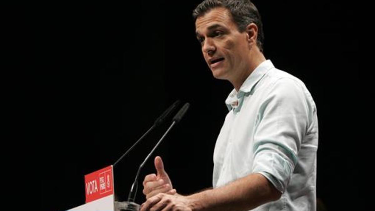 Pedro Sánchez, en un mitin en Galicia, el miércoles pasado.