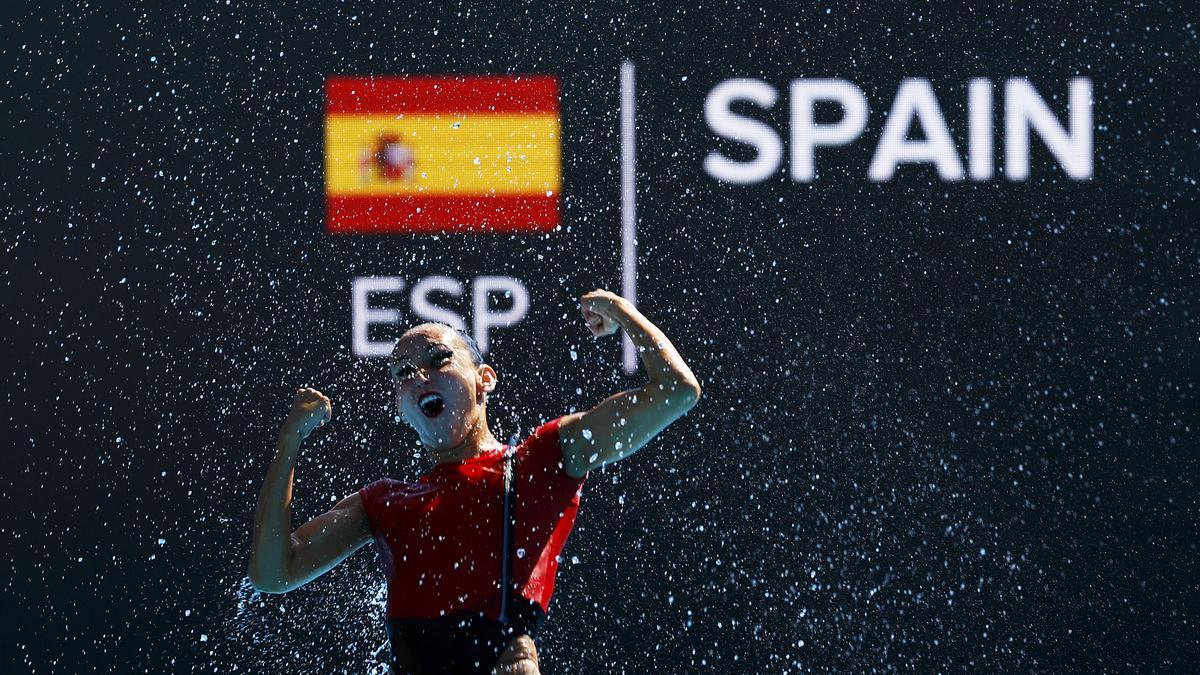 Un momento del ejercicio del equipo español.